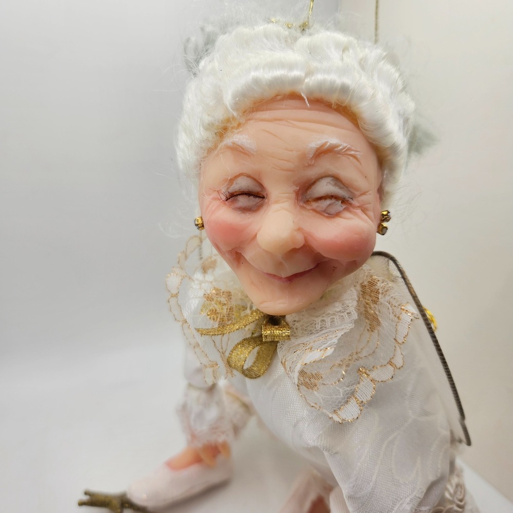 Vintage Large Granny Angel Fairy Doll Ornament Wings Figure